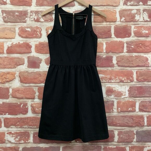 Anthropologie Cynthia Rowley Dress Women's Small Plain Black Stretchy Zip Up - Picture 1 of 8